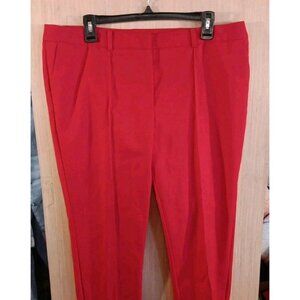 Worthington (14) Ladies Red Dress Pants Stretch High Rise Tapered Zip‎ Leg